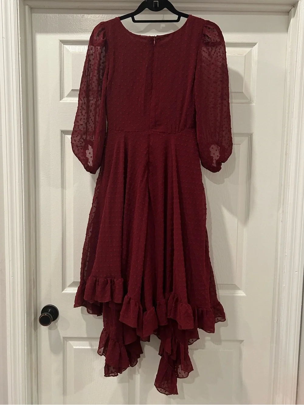 Mia Joy Joyfolie Burgundy Swiss Dot Ruffle Dress Size 12 - Picture 2 of 9